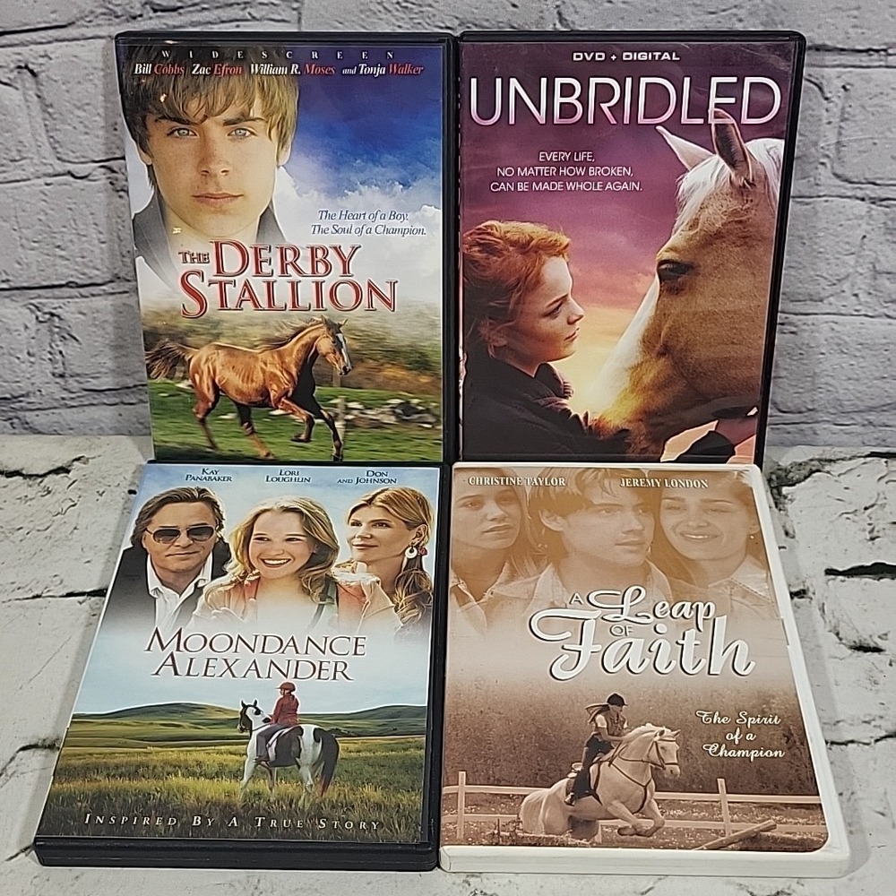 Family Movies Horse Equestrian Lot Of 4 Unbridled Leap Of Faith Derby Stallion‎